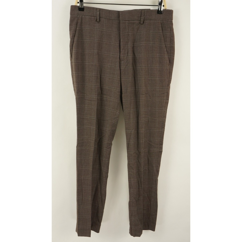 New Perry Ellis Performance Essentials Dress Pants‎ Men's 31 x 32 Brown Check